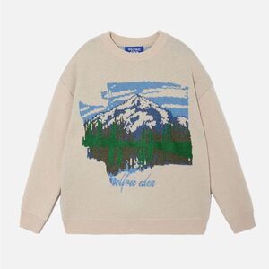 Cabincore Aelfric Eden Oil Painting Mountain Sweater electric grandpa